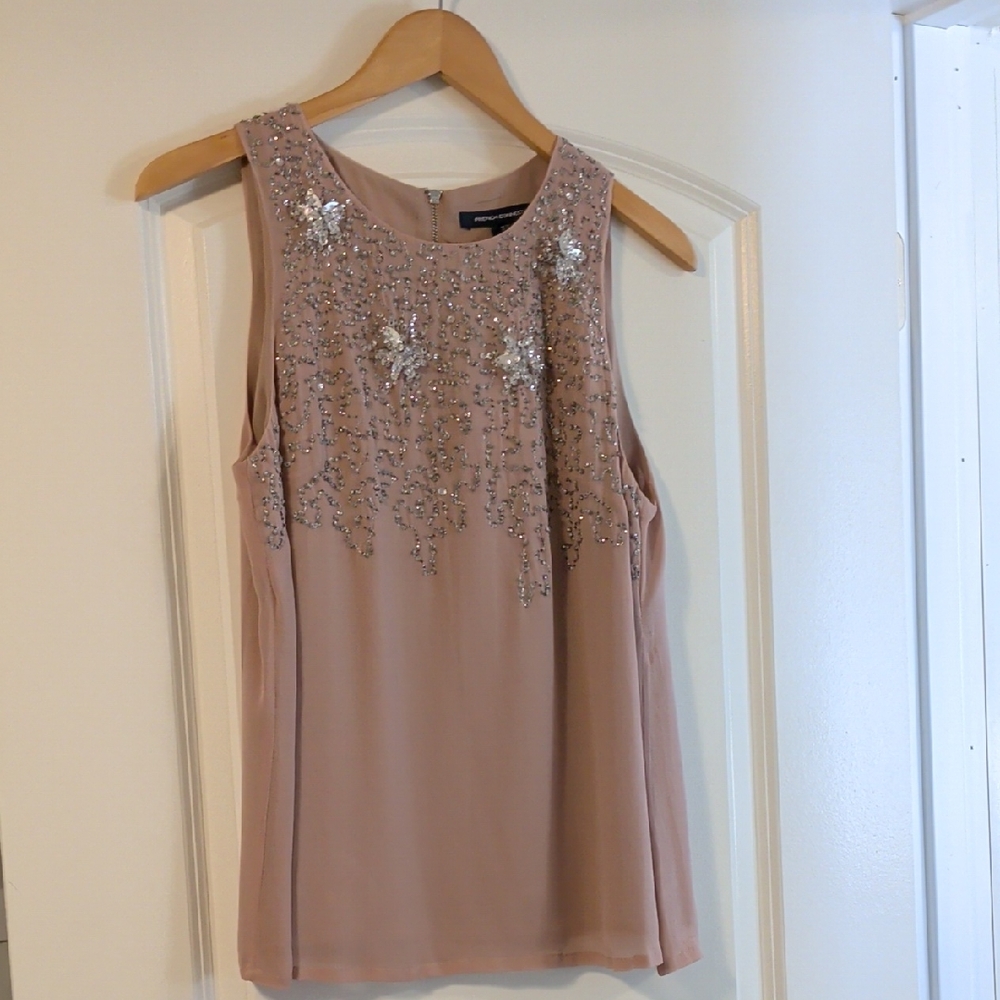 French Connection Blush Tank Top with Silver Accents